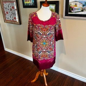 Magenta floral dress 3/4 sleeves